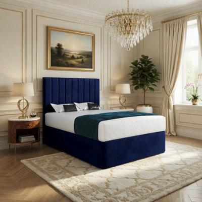  - Quidenham Upholstered Blue Soft Velvet Designer Bed Frame