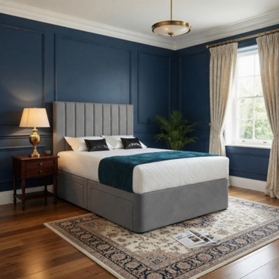  - Quidenham Upholstered Grey Soft Velvet Designer Bed Frame
