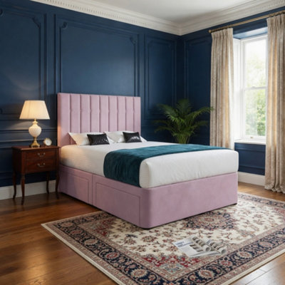  - Quidenham Upholstered Pink Soft Velvet Designer Bed Frame