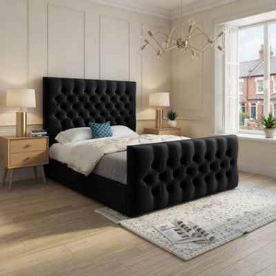  - Workington Upholstered Black Soft Velvet Designer Bed Frame