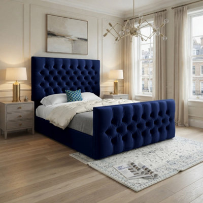  - Workington Upholstered Blue Soft Velvet Designer Bed Frame