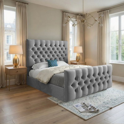  - Workington Upholstered Grey Soft Velvet Designer Bed Frame
