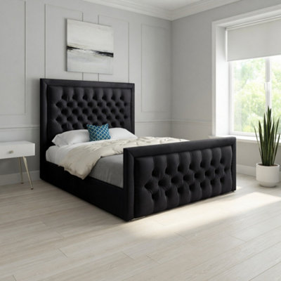  - Sway Upholstered Black Soft Velvet Designer Bed Frame