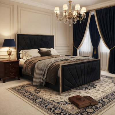  - Thornhill Upholstered Soft Velvet Black Metal Designer Bed Frame