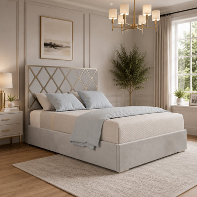  - Trentham Upholstered Soft Velvet Grey Metal Designer Bed Frame