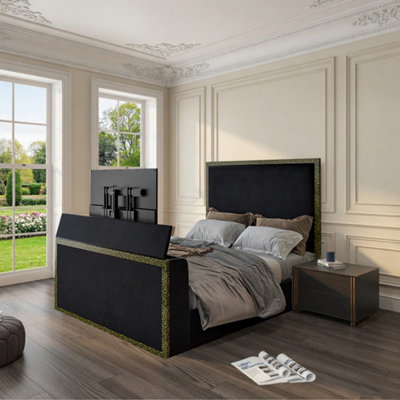  - Woldingham Upholstered Electric Media Black Tv Bed Frame
