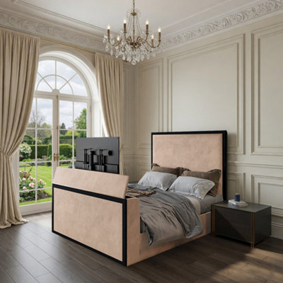  - Woldingham Upholstered Electric Media Mink Tv Bed Frame