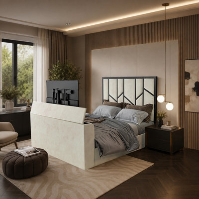  - Alderley Luxe Upholstered Cream Television Bed Frame