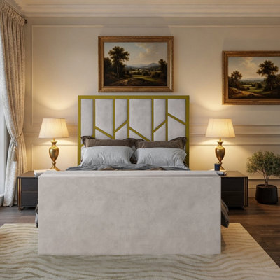  - Alderley Luxe Upholstered Gold & Pebble Television Bed Frame