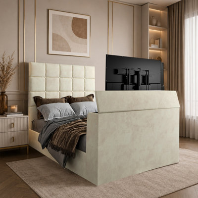 - Allerton Upholstered Cream Tv Bed Frame