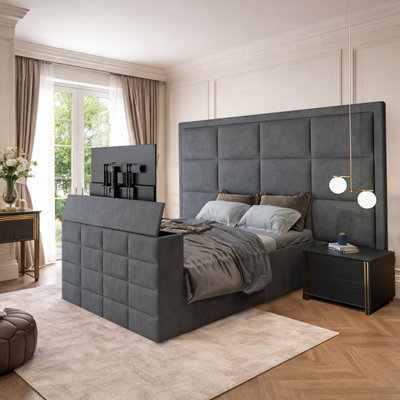  - Alwalton Upholstered Grey Television Bed Frame