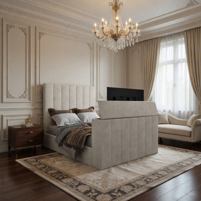  - Ardingly Upholstered Soft Velvet Line Pebble Tv Bespoke Bed Frame