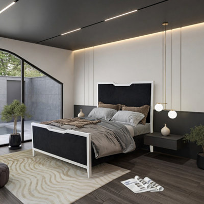  - Clophill Metal Upholstered Black Bed Frame