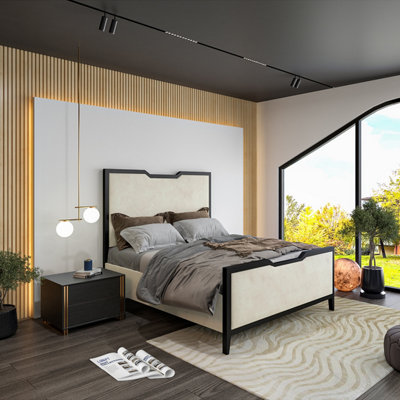  - Clophill Metal Upholstered Cream Bed Frame