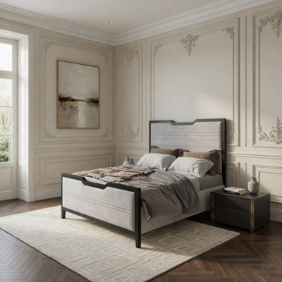  - Cromer Luxury Metal & Fabric Silver Bed Frame