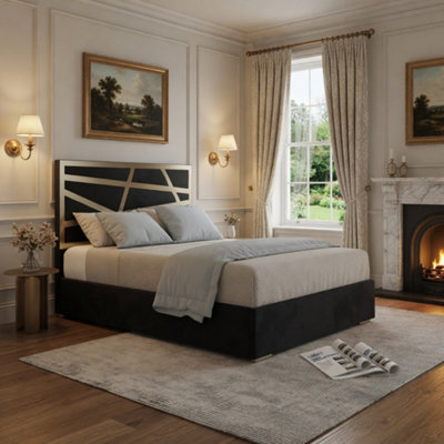  - Fremington Upholstered Soft Velvet Black Metal Designer Bed Frame