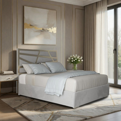  - Fremington Upholstered Soft Velvet Grey Metal Designer Bed Frame