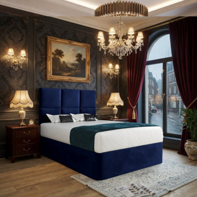  - Isham Upholserted Floorstanding Headboard Blue Designer Bed Frame