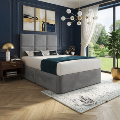  - Isham Upholserted Floorstanding Headboard Grey Designer Bed Frame