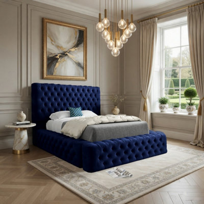  - Linlithgow Pleated Upholstery Blue Designer Bed Frame