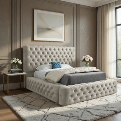  - Linlithgow Pleated Upholstery Beige Designer Bed Frame