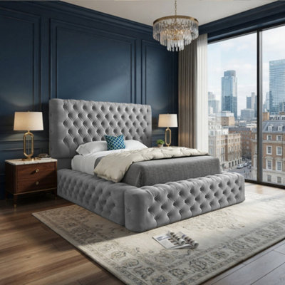  - Linlithgow Pleated Upholstery Grey Designer Bed Frame