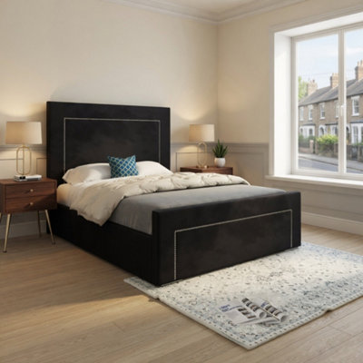  - Lutterworth Upholstered Black Soft Velvet Designer Bed Frame