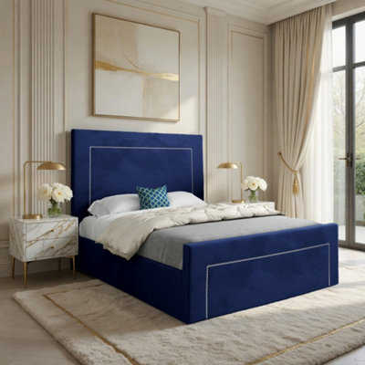  - Lutterworth Upholstered Blue Soft Velvet Designer Bed Frame