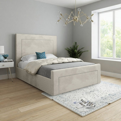  - Lutterworth Upholstered Beige Soft Velvet Designer Bed Frame