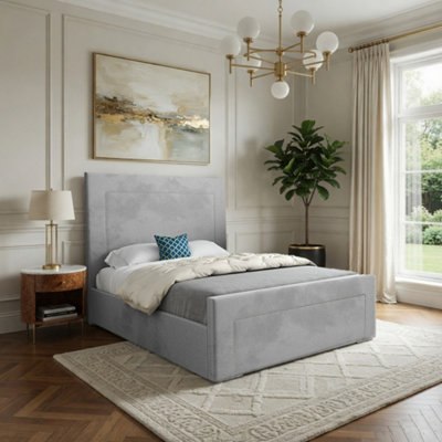  - Lutterworth Upholstered Grey Soft Velvet Designer Bed Frame