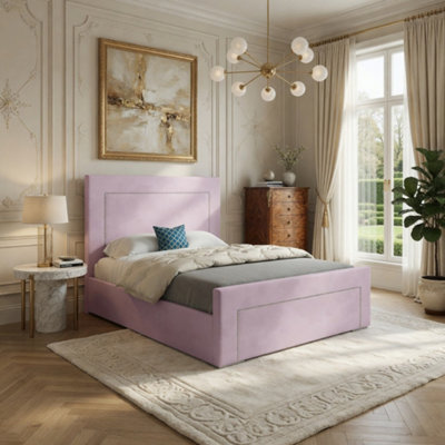  - Lutterworth Upholstered Pink Soft Velvet Designer Bed Frame