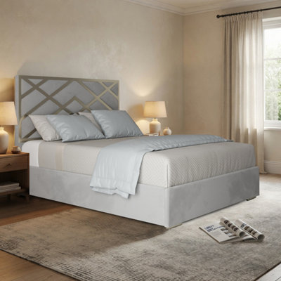  - Ripponden Upholstered Soft Velvet Grey Metal Designer Bed Frame