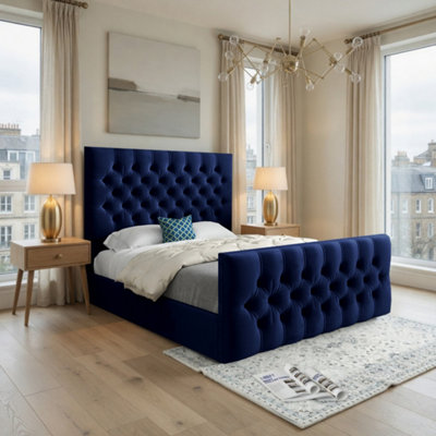  - Rothwell Upholstered Blue Soft Velvet Designer Bed Frame