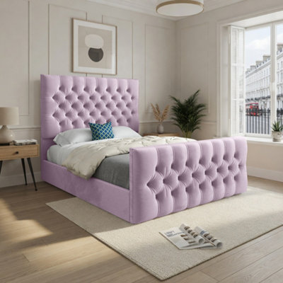 - Rothwell Upholstered Pink Soft Velvet Designer Bed Frame
