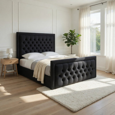  - Swanscombe Upholstered Black Soft Velvet Designer Bed Frame