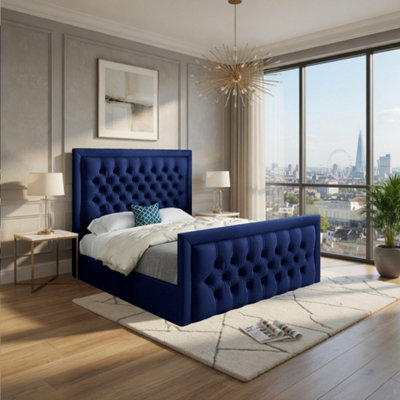 - Swanscombe Upholstered Blue Soft Velvet Designer Bed Frame