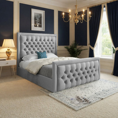  - Swanscombe Upholstered Grey Soft Velvet Designer Bed Frame