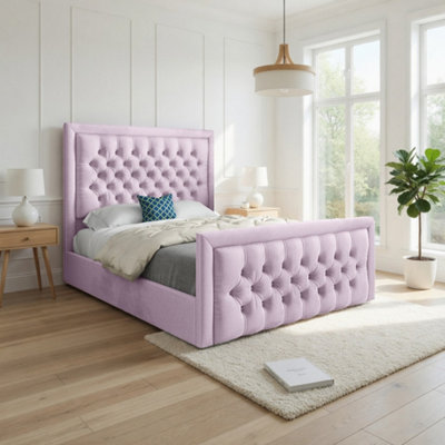  - Swanscombe Upholstered Pink Soft Velvet Designer Bed Frame