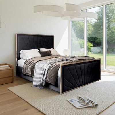  - Thornbury Upholstered Soft Velvet Black Metal Designer Bed Frame
