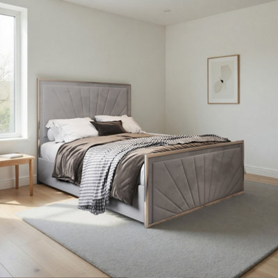  - Thornbury Upholstered Soft Velvet Grey Metal Designer Bed Frame