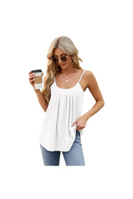 Textured Eyelet Embroidered Flowy Loose Camisole Tank Top 2Xl