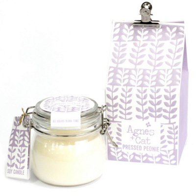 Agnes Cat Pressed Peonies Kilner Jar Candle In Soy Wax from B&Q