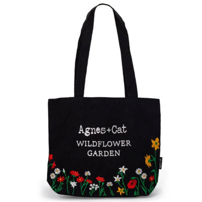 Agnes And Cat Wildflower Garden Tote Bag In Black from B&Q