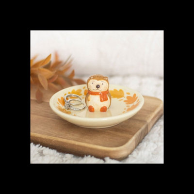 Autumn Hedgehog Ceramic Trinket Dish For Jewelry Keepsakes from B&Q