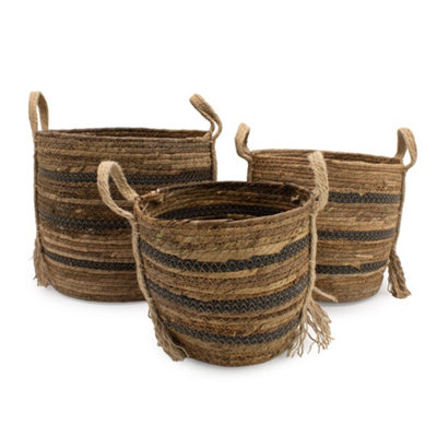  - Banana Leaf And Seagrass Storage Baskets Set Of 3