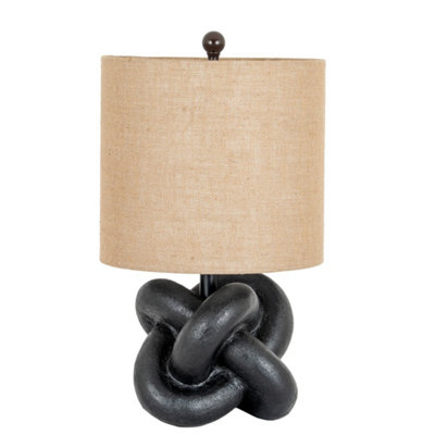  - Black Knot Table Lamp With Hessian Shade