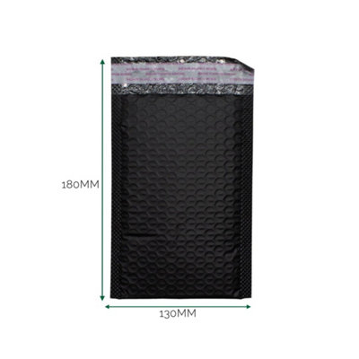 Black Poly Bubble Mailer Envelope 130X180X40mm Padded from B&Q
