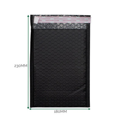 Black Poly Bubble Envelope 180X230 40mm Self Seal Mailer from B&Q