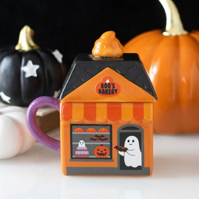 Boos Bakery Ghost Lidded Ceramic Mug 350Ml Halloween