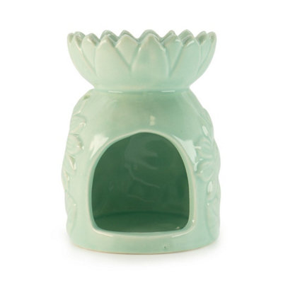  - Ceramic Sunflower Oil Burner Pastel Green Fragrance Tealight
